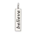 Sterling Silver Polished Enameled BELIEVE Pendant