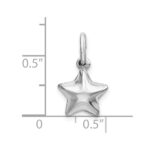Sterling Silver Rhodium Plated Polished Puffed Star Charm - Image 4