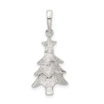 Sterling Silver Polished Enameled Christmas Tree Pendant - Image 3