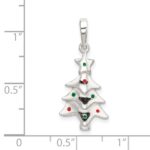 Sterling Silver Polished Enameled Christmas Tree Pendant - Image 4
