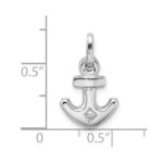Sterling Silver Rhodium Plated Polished Anchor Charm - Image 4