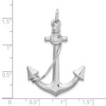 Sterling Silver Rhodium Plated Polished Anchor with Rope Charm - Image 4