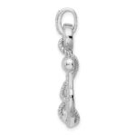 Sterling Silver Rhodium-plated CZ Anchor Pendant - Image 2