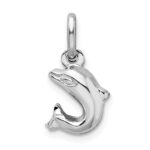 Sterling Silver Rhodium Plated Polished Jumping Dolphin Charm - Image 3