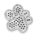 Sterling Silver Rhodium-plated Black/White CZ Paw Print Pendant - Image 3