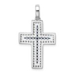 Sterling Silver Rhodium-plated CZ & Lab Cr. Blue Spinel Cross Pendant - Image 3