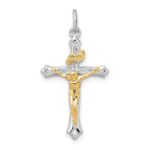 Sterling Silver Platinum-plated & Gold Tone Crucifix Pendant
