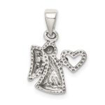 Sterling Silver Antiqued Angel with Heart Pendant - Image 3