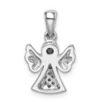 Sterling Silver Rhodium-plated CZ Satin Angel Pendant - Image 3