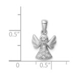 Sterling Silver Rhodium-plated CZ Satin Angel Pendant - Image 4