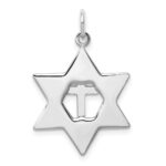 Sterling Silver Platinum-plated Gold Tone Cross Star of David Charm Pendant - Image 3