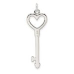 Sterling Silver CZ Heart Key Pendant - Image 3