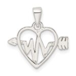 Sterling Silver Rhodium-plated & Rose Tone Heart and Arrow Pendant - Image 3