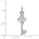 Sterling Silver Rhodium-plated Polished Key Pendant - Image 4