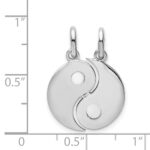 Sterling Silver Rhodium-plate Brush & Polished Yin Yang Break Apart Pendant - Image 4