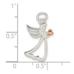 Sterling Silver & Rose Tone Polished Angel Pendant - Image 4