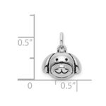 Sterling Silver Rhodium-plated Antiqued Dog Head Pendant - Image 4