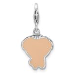 Sterling Silver Rhodium-plated Enameled Puppy w/Lobster Clasp Charm - Image 3