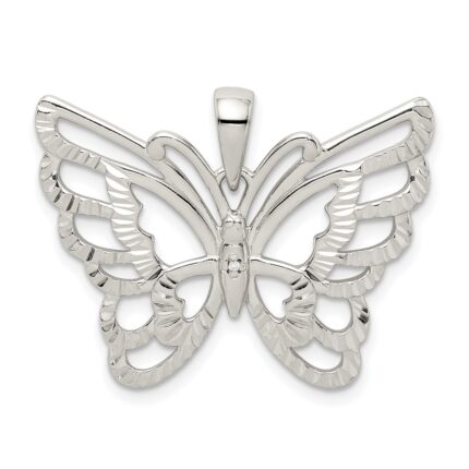 Sterling Silver Diamond-cut Butterfly Pendant