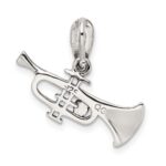 Sterling Silver Antiqued Marcasite Trumpet Pendant - Image 3