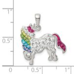 Sterling Silver Rhod-pltd Multi-color Preciosa Crystal Unicorn Pendant - Image 4
