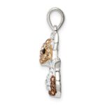 Sterling Silver Rhodium-plated Tan Preciosa Crystal Fox Pendant - Image 2