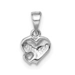 Sterling Silver Rhodium-plated Red Enameled Hearts Children's Pendant - Image 3