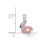 Sterling Silver RH-plated Multi-color Enamel Flamingo Children's Pendant - Image 4