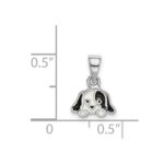 Sterling Silver RH-plated Black/White Enameled Puppy Children's Pendant - Image 4