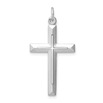 Sterling Silver Platinum-plated Cross Pendant