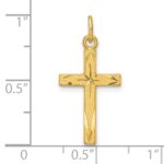 Sterling Silver Gold Tone Diamond-Cut Cross Pendant - Image 4