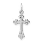 Sterling Silver Platinum-plated Polished Cross Pendant