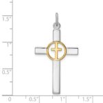 Sterling Silver Platinum-plated & Gold Tone Cross Pendant - Image 4