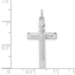 Sterling Silver Platinum-plated Diamond-Cut Cross Pendant - Image 4