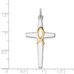 Sterling Silver Platinum-plated & Gold Tone Cross Pendant - Image 4