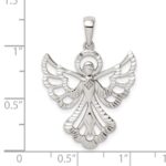 Sterling Silver Diamond & Diamond-cut Angel Pendant - Image 4