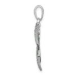 De-Ani Sterling Silver Rhodium-Plated Polished Enameled Aqua Butterfly Pendant - Image 2