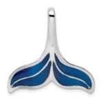 De-Ani Sterling Silver Rhodium-Plated Polished Enameled Blue Whale Tail Slide - Image 3