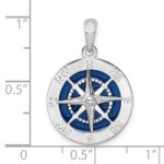 De-Ani Sterling Silver Rhodium-Plated Polished Enameled Compass Pendant - Image 4