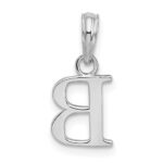 Sterling Silver Rhodium-plated Polished Block Initial -B- Pendant - Image 3