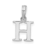 Sterling Silver Rhodium-plated Polished Block Initial -H- Pendant - Image 3