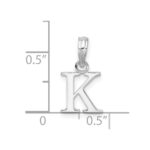 Sterling Silver Rhodium-plated Polished Block Initial -K- Pendant - Image 4