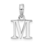Sterling Silver Rhodium-plated Polished Block Initial -M- Pendant