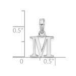 Sterling Silver Rhodium-plated Polished Block Initial -M- Pendant - Image 4