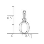 Sterling Silver Rhodium-plated Polished Block Initial -O- Pendant - Image 4
