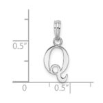 Sterling Silver Rhodium-plated Polished Block Initial -Q- Pendant - Image 4