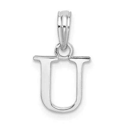 Sterling Silver Rhodium-plated Polished Block Initial -U- Pendant