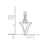 Sterling Silver Rhodium-plated Polished Block Initial -V- Pendant - Image 4