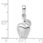 De-Ani Sterling Silver Rhodium-Plated Polished 3D Apple Pendant - Image 5