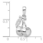 De-Ani Sterling Silver Rhodium-Plated Polished 3D Cherries Pendant - Image 5